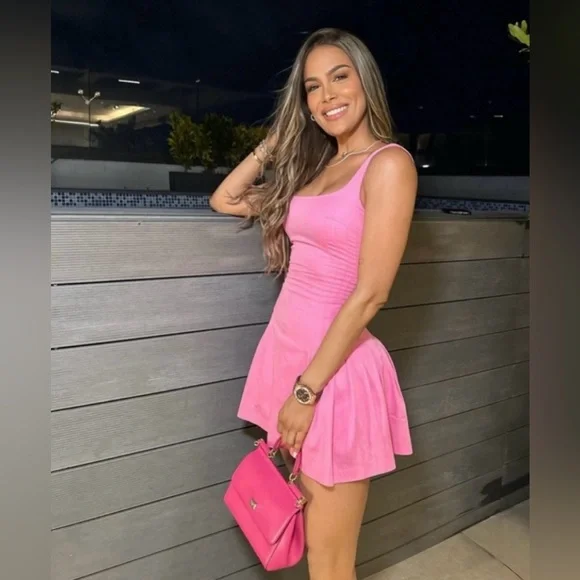 NWT ZARA Bloggers Favorite Pink Pleated Mini Dress Sz XL - Picture 4 of 16